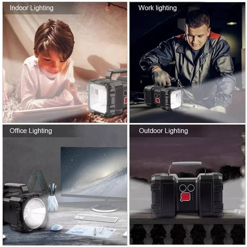 Super Bright LED Usb Rechargeable Double Head Searchlight Handheld Flashlight Work Spotlight Floodling Light Four Modes 10000mAh