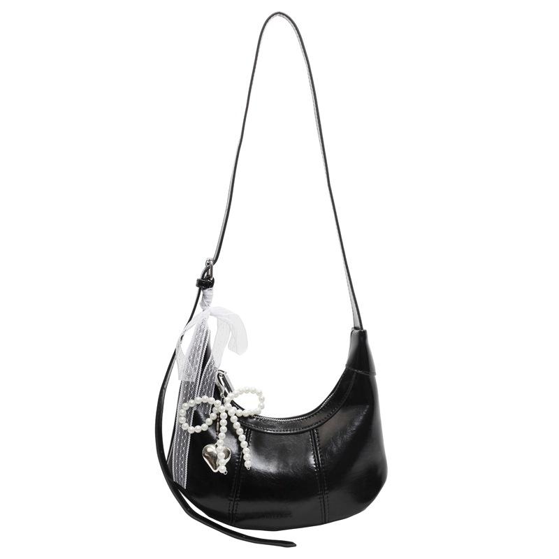 Popular Wholesale Fashion Simple Oil Wax Skin Niche Solid Color Dumpling Bag Temperament Commuting To Work Versatile Messenger Women's Bag