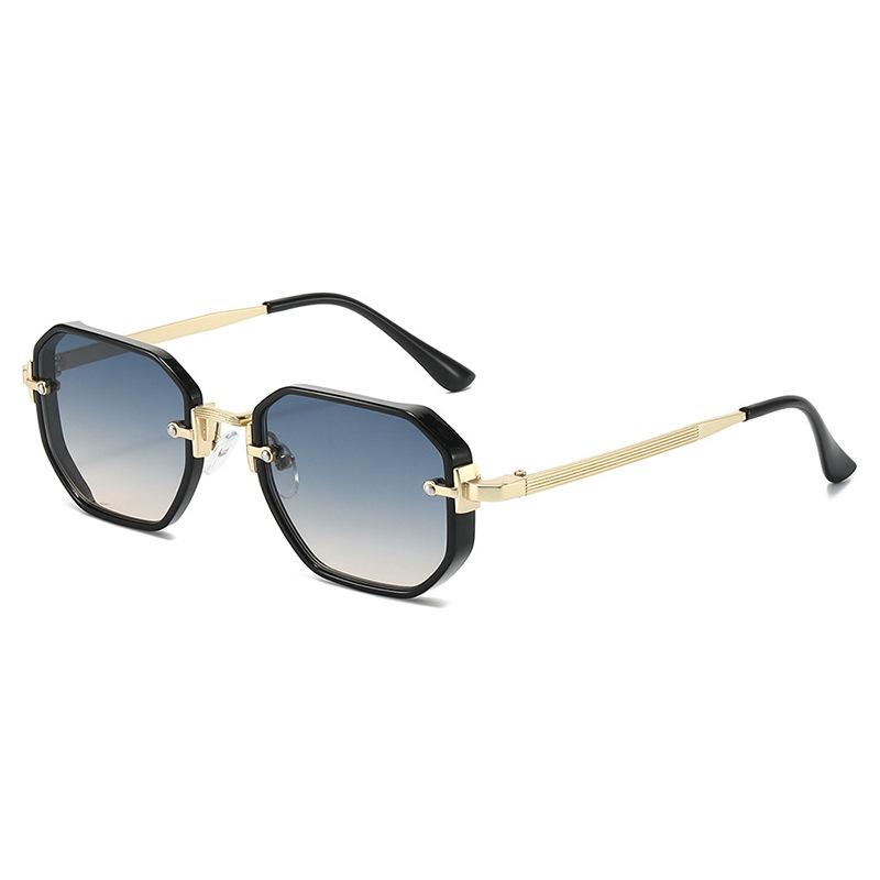 Unisex Polygonal Full Frame Metal Sunglasses Simplicity Trend Street Photography UV Resistant Travel Beach Shades Glasses