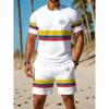 Men'S Digital Print 2pcs Set, Men'S Round Neck Short Sleeve T-Shirt And Shorts Outfit