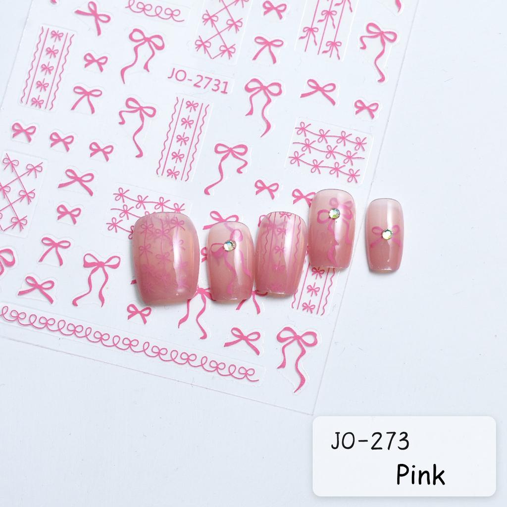 1Sheet Bowknot Lace Ribbon Nail Art Stickers Korean Sweet Style 3D Relief Art Decoration Self Adhesive Nails Decals