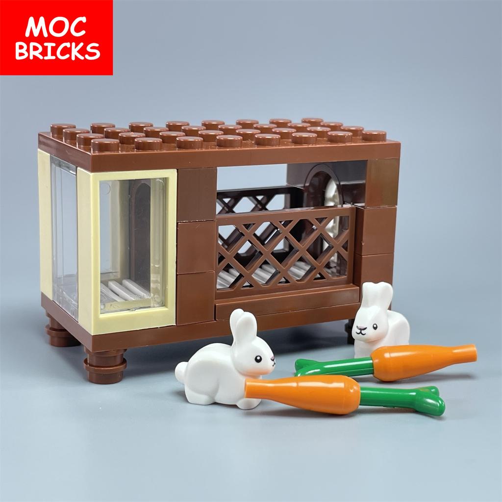 MOC Bausteine Tier Hase Kaninchen Bau 29685pb02 Bauernhaus Pinsel Stadt Modell Pädagogische Bausteine Geschenk für Kinder