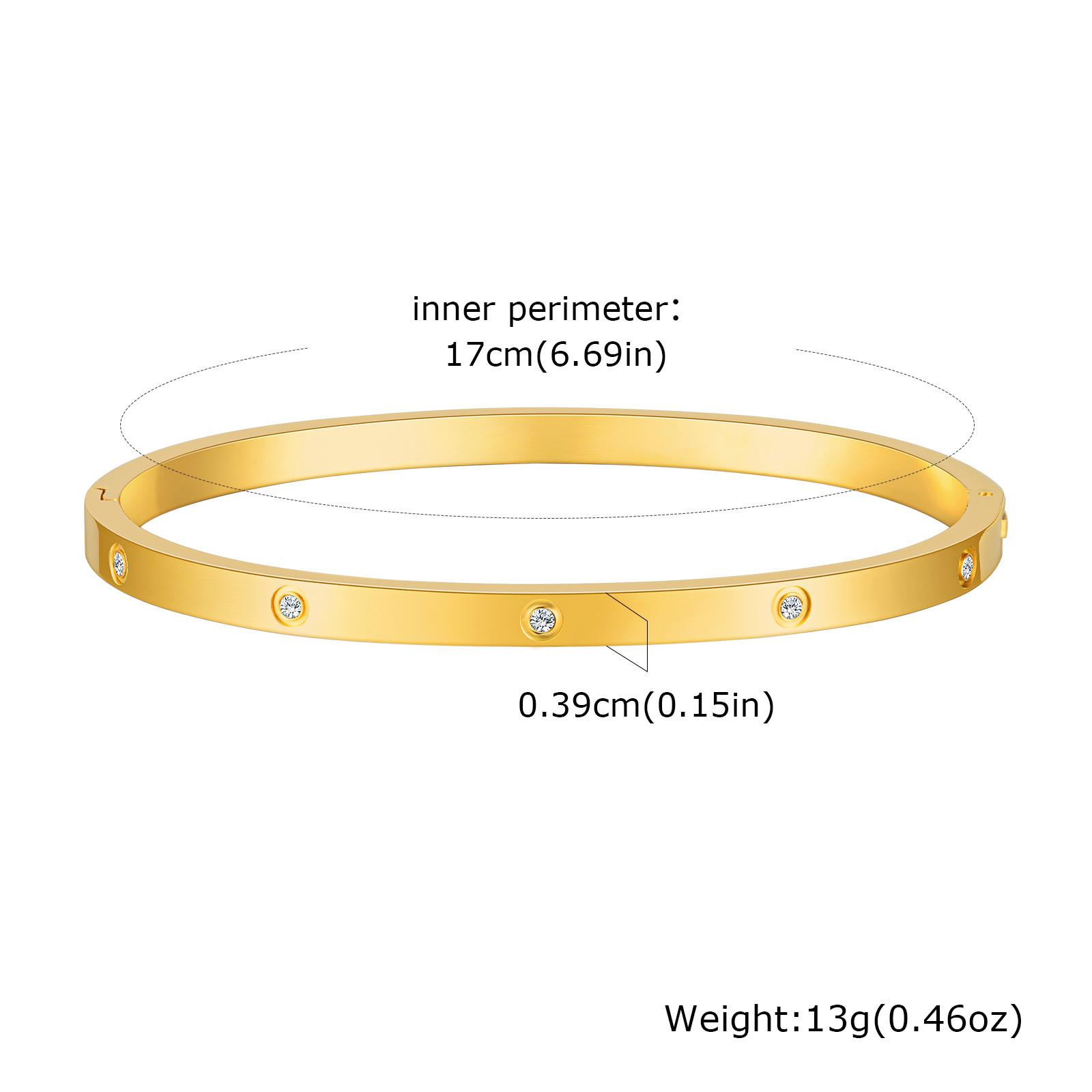 Stainless Steel Bangle, 18K Gold Plated Love Friendship Bracelet, Cubic Zirconia Inlay, Layered Jewelry