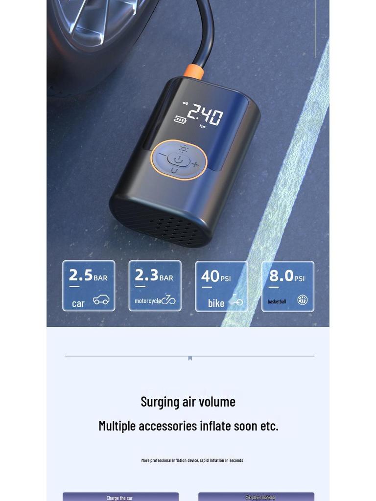 Tragbarer Hochdruck-Kabelloser Elektrischer Auto-Reifenfüller