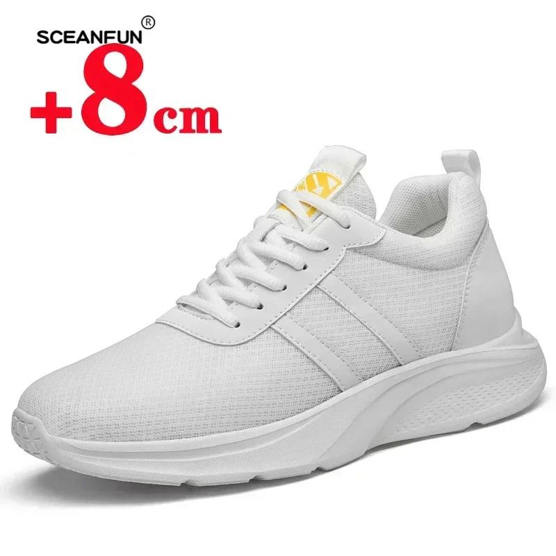 

Genuine Leather Elevator Shoes Height Increased Shoes for Men Sneakers Increasing Shoes man shoes Breathable 6-8cm Heightening 40 белый