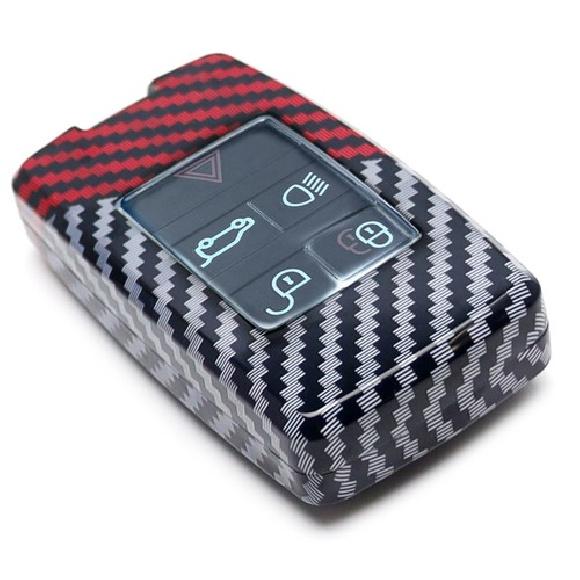 Schwarz/Rot Karbonmuster Harte Schlüsselabdeckung Für 18+ Ranger Rover Defender Discovery