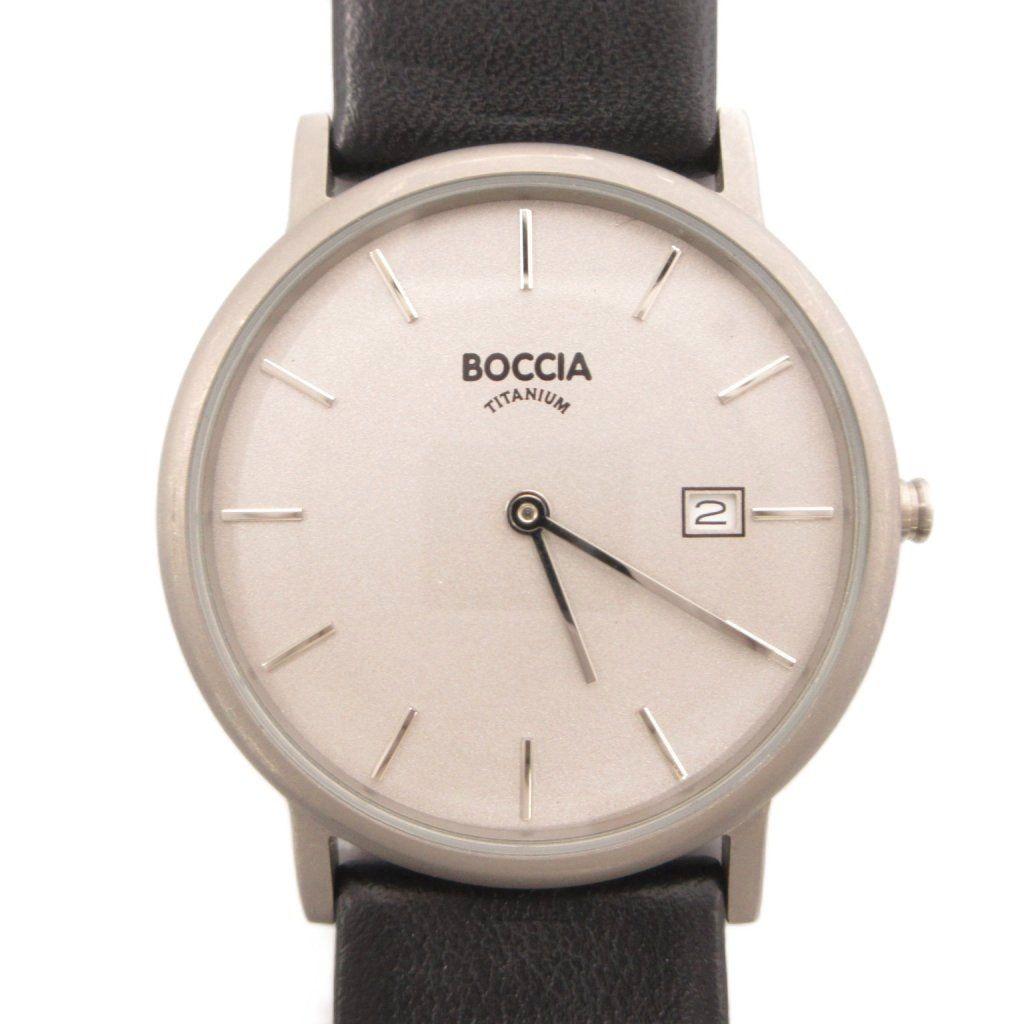 Used BOCCIA Titanium Watch 3547-01 Quartz Analog with Calendar Titanium Dial Gray Black /TQ