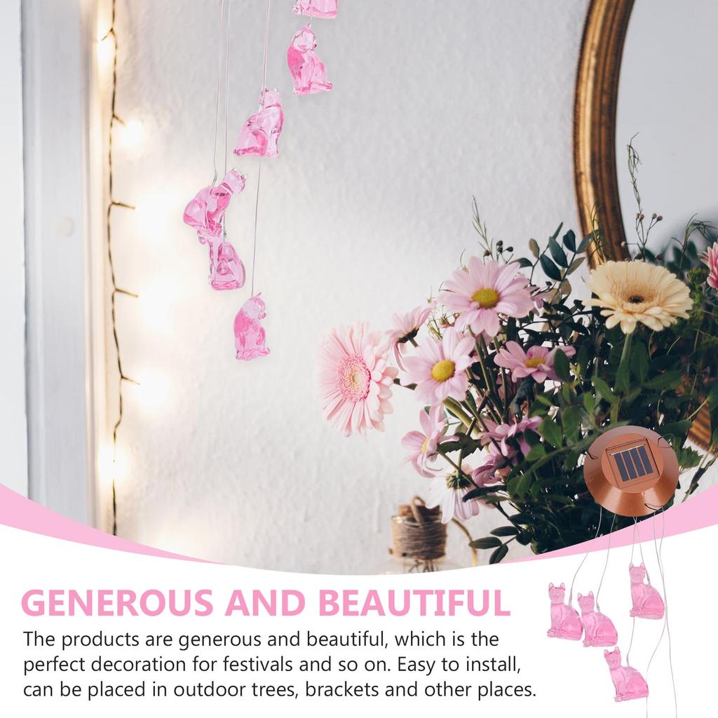 1pc Wind Bell Solar Plastic Chime Light Decorative LED Cat Style Living Room Balcony Garden Outdoor Gifts Families