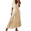 Women's V Neck Floral Print Short Sleeve Tassel Tie Loose Fit Maxi A-Line Dress