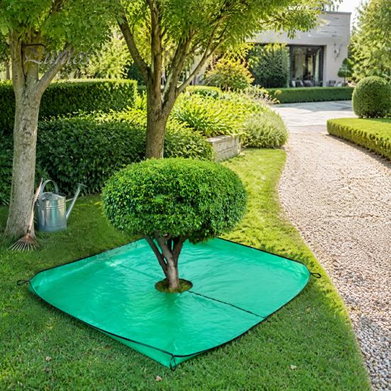 Outdoor Fall Cleanup Supply Landscape Pruning Tarp with Hole, Metal Buckles, Waterproof Waste Tarp, Hole Garden Tree Bush Trimming for Collecting