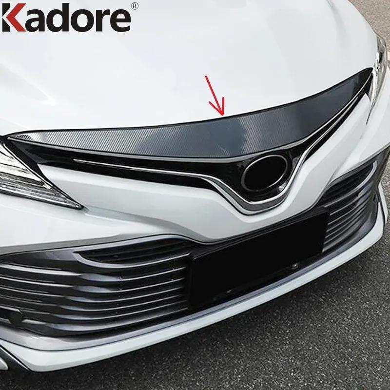 Front Hood Engine Cover Trim For Toyota Camry XV70 LE XLE 2017-  Carbon Fiber Car Upper Racing Grille Strip Accessories