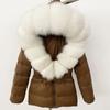 OFTBUY Winter Jacket Women's Real Raccoon Fox Fur White Duck Down Coat Thick Warm