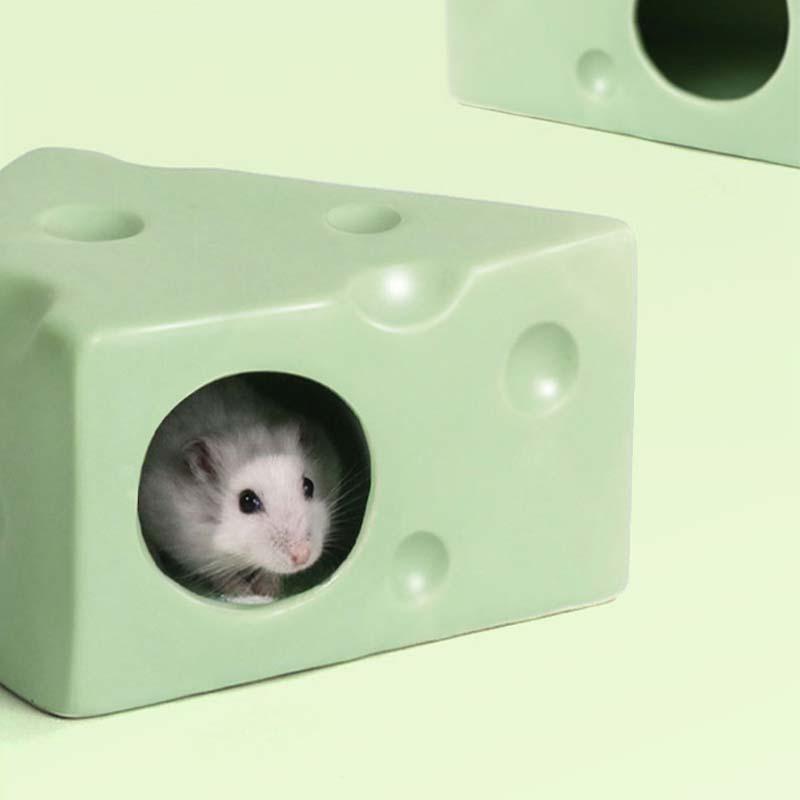 Hamster Unterschlupf Käse Keramik Nest Kleines Haus Sommer Schlafnest zur Kühlung und Hitzeflucht Hamster Unterschlupf