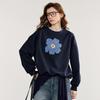 Chuyu Damen Grün Mohnblume Besticktes Rundhals-Sweatshirt