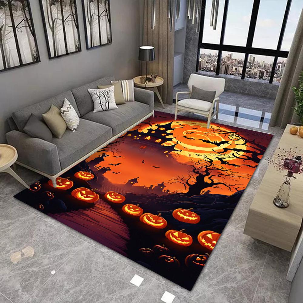 

Halloween Carpet Mat Rug Ghost Pumpkin Bat Candy Witch Print Festive Horror Indoor Home Decoration Living Room Floor Decor 40x60cm