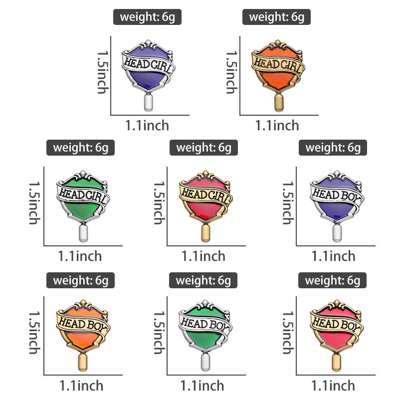 Head Girl Boy Medal Enamel Pins School Kids Reward Brooch Lapel Badges Jewelry Girl Boys Incentive Student Friends Gift Jewelry