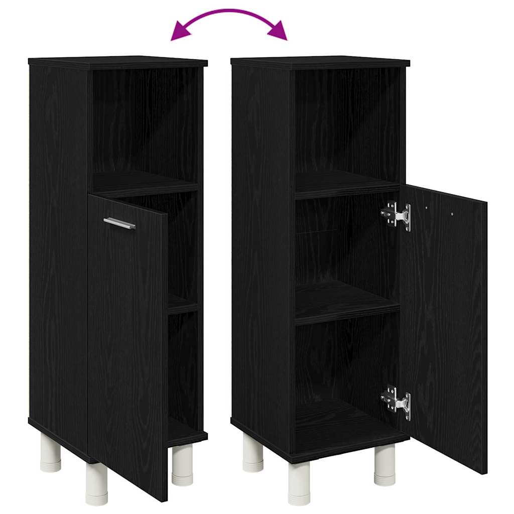 Bathroom Cabinet with Door Black Oak Effect 30 x 30 x 95 cm
