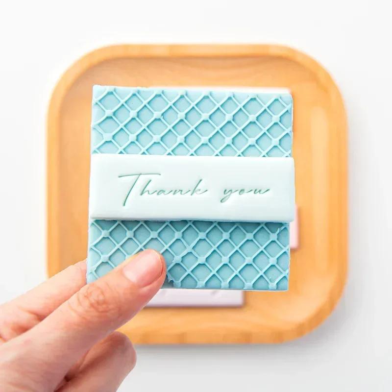 English Word Cookie Mold Happy Birthday Thank You Clear Acrylic Biscuit Fondant Embossed Stamp Baby Shower Party Cake Decoration
