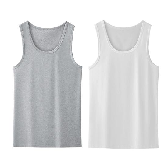 Menn Sport Vest O-hals Ermeløs Fitness Vest Slim Fit Ensfarget Tank Top Stretchy