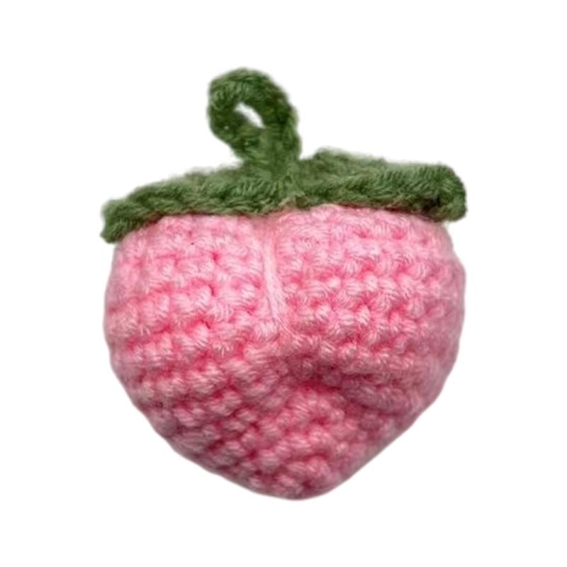 Fashionable Handmade Keychain Accessory Wool Crochted Fruit Pendant Accessories Stylish Women Girls Bag Decoration