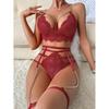 European & American Sexy Women's Lace Mesh Hollow Lingerie Set