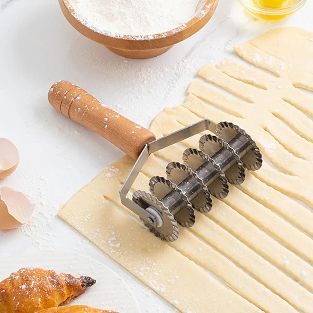 Premium Stainless Steel Reusable Dough Lattice Roller Cutter Suitable For For Pizza Pastry Cutter Pie Craft Net Wheel Knife Baking Tool Bakeware