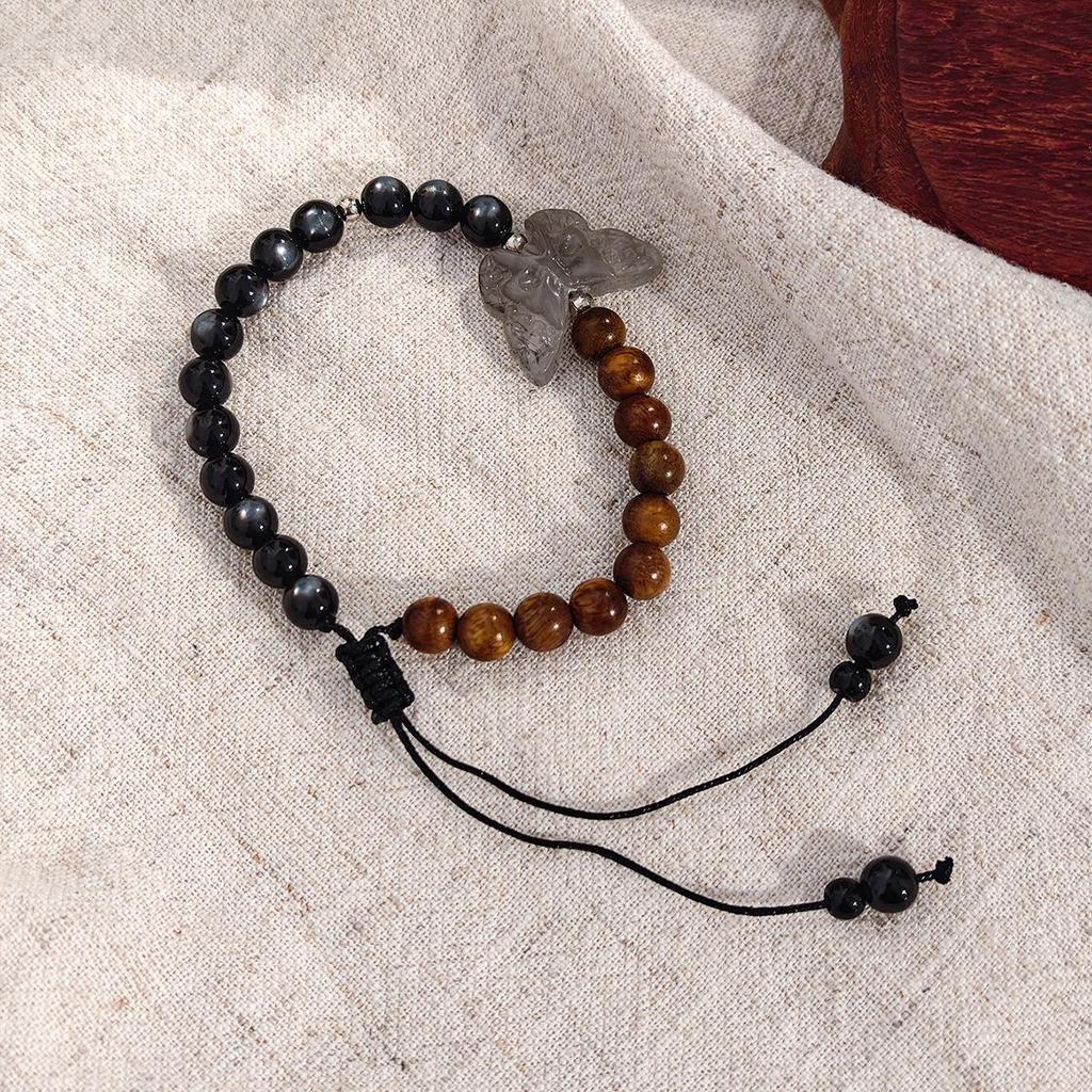 Elegant Chinese Butterfly Fantasy Beaded Half Bracelet - Ancient Style Niche Luxury Jewelry for Women