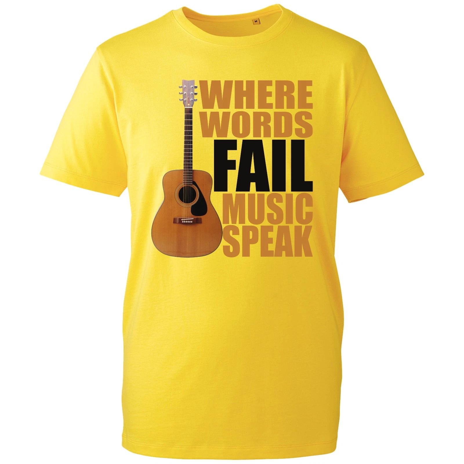 Where Words Fail Music Speaks T-shirt Guitar Musicians Studio Top Men s Gift Tee XL