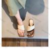 Fashion 2025 Summer New Outdoor Vacation Clip Toe Slippers Women's Fashion Square Toe Roman Sandals Comfortable Lightweig Flat Slippers