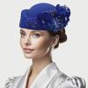 "Women's Retro British-Style Felt Turban Hat with Flowers - Perfect for Church and Derby Events"