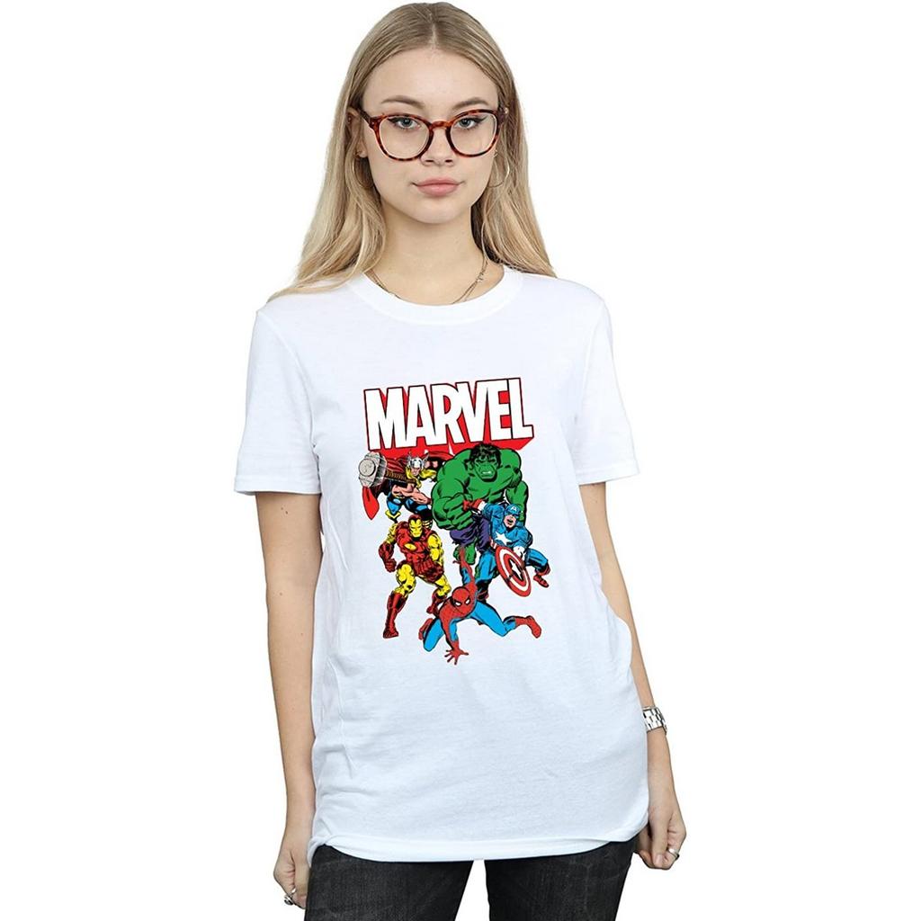 Marvel Womens/Ladies Hero Group Cotton Boyfriend T-Shirt