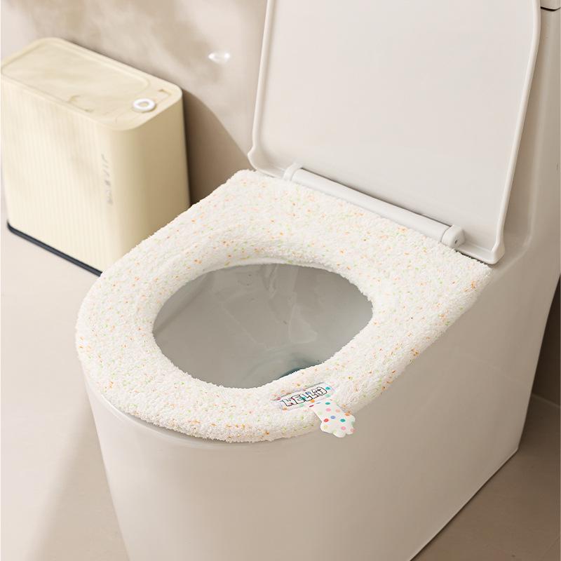 Měkký obláčkový sametový potah na záchodové sedátko ve velikosti plus s madlem - Pratelný, podložka na polštářek na podzim/zimu