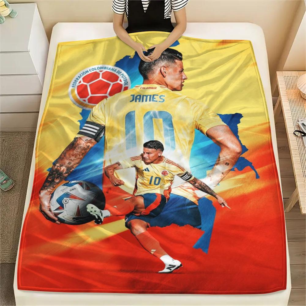 James Rodriguez Colombia Football Star Flannel Throw Blanket, Soft Warm Sofa Bed Cover, Soccer Fan Home Decor Blanket