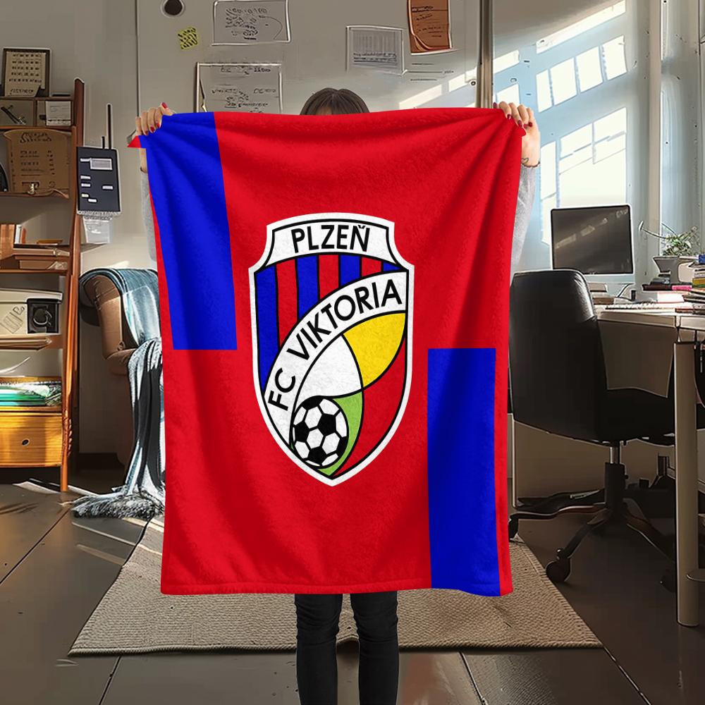 1pz Coperta in Flanella con Stampa FC Viktoria Plzen, Alta qualità per Tutte le Stagioni, Decorazione per la Casa, Calore e Comfort, Perfetta per Regali di Natale