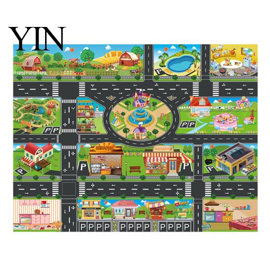 Portable Car Play Mat for Travel 51" X 39" Kids Rug Playroom Classroom, Educational Town City Road Washable Games Traffic Mat, Non Slip Carpet