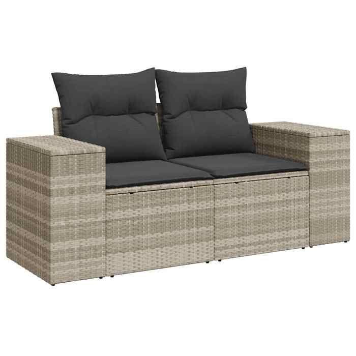 VidaXL Salon de Jardin avec Coussins 10 pcs, Canapés avec Dossier, Ensemble de Meubles, Mobilier de Terrasse Patio, Gris 3223091