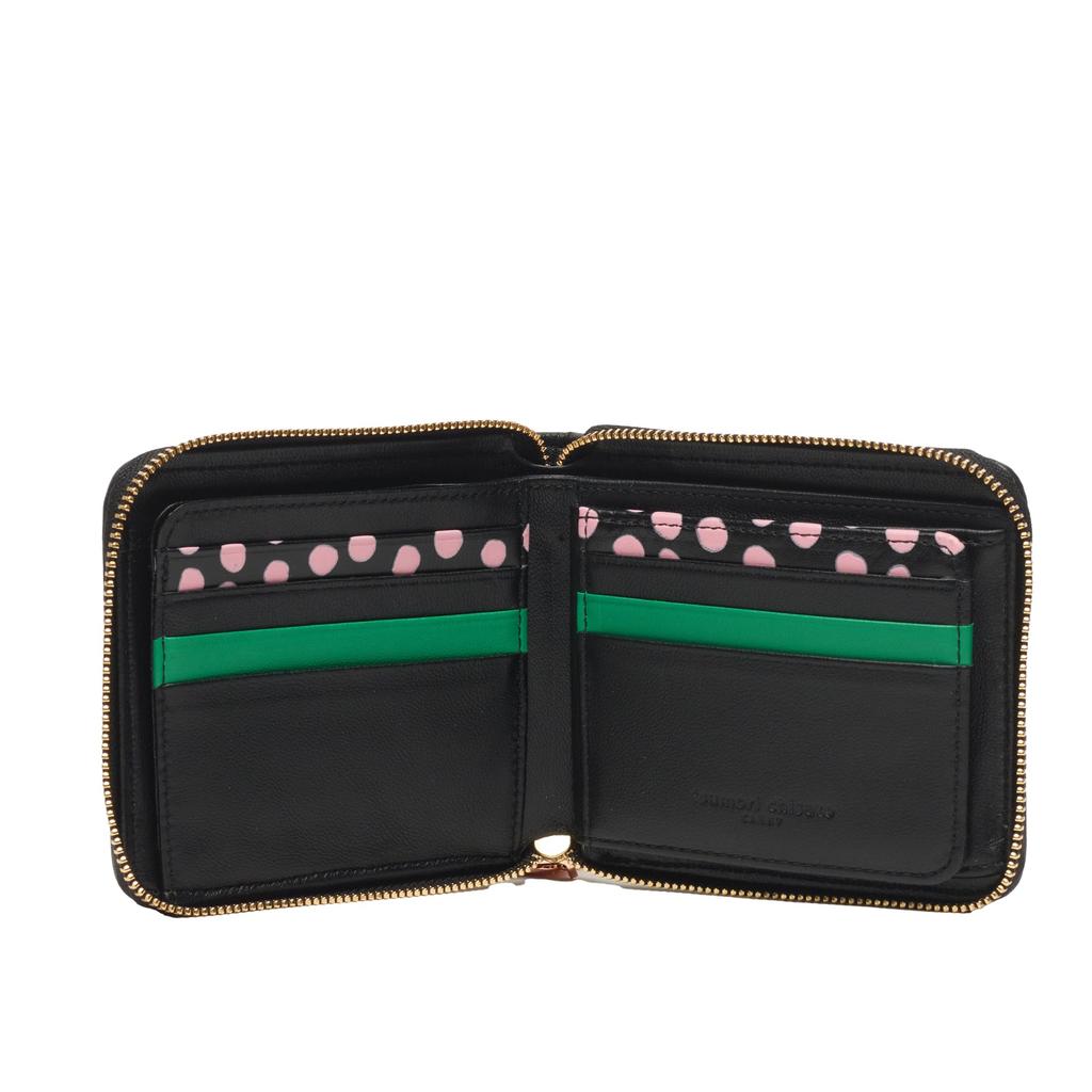 Tsumori Chisato Eponekomesh Bifold Wallet, Black, Round Zipper, Bill Compartment