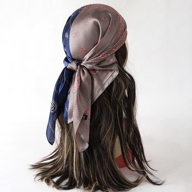 Head Scarf Women Luxury Brand Square Silk Foulard Satin Bandana Summer Soft Neckerchief Hijab Hair Scarves For Ladies