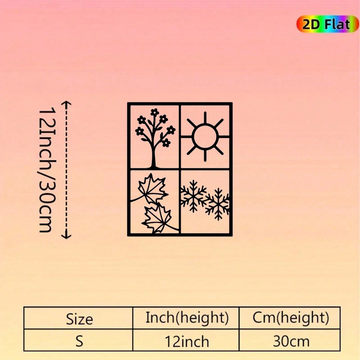 

4 Season Metal Wall Art Iron Sculpture Home Decor Gift for Wedding Birthday Housewarming 24x30