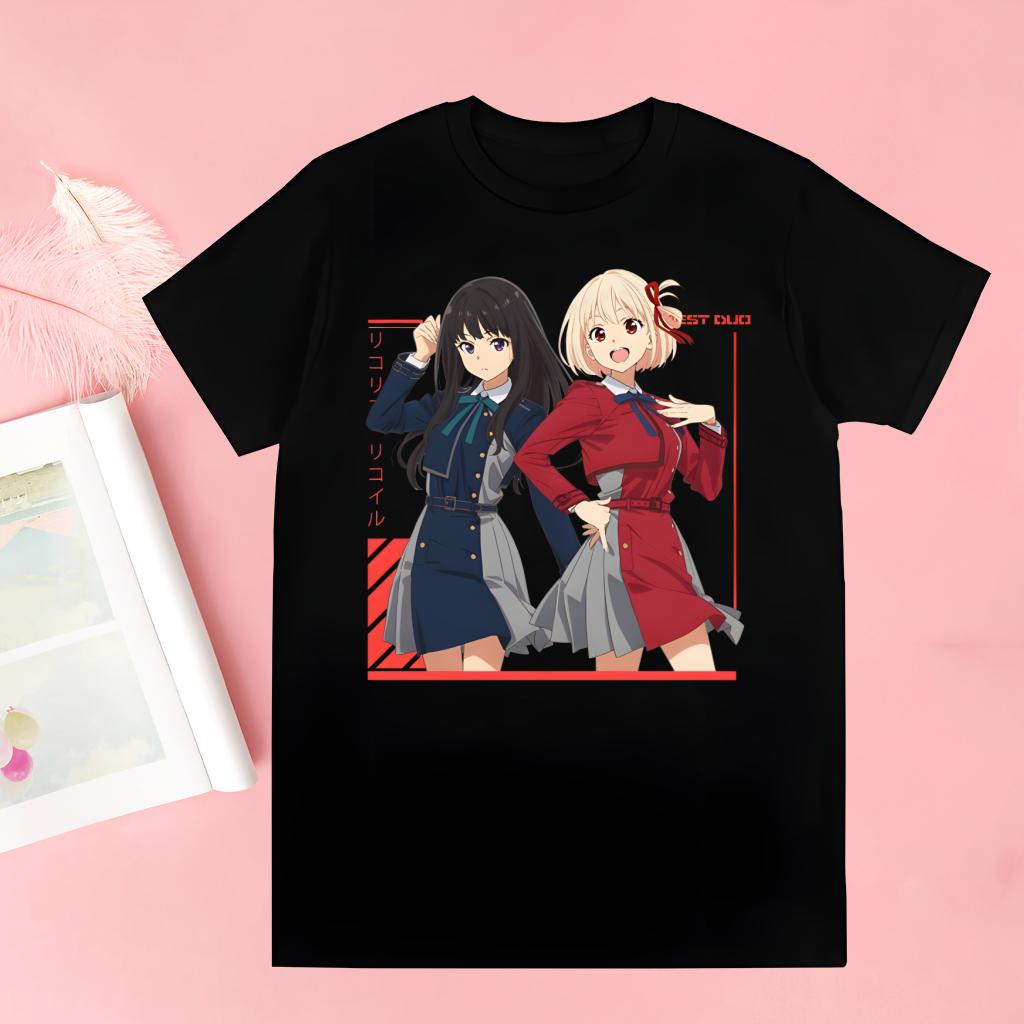 Lycoris Recoil Majima Chisato Nishikigi Takina Men Women T-shirt Tops Crew Neck Fitted Soft Anime Manga Tshirt Tee Shirt T-shirt