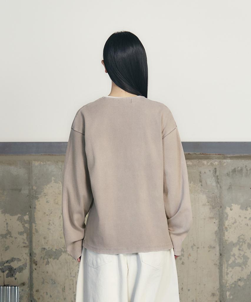 Eonyujeulaeb Washed Rib Henley Long Sleeve [Grey]