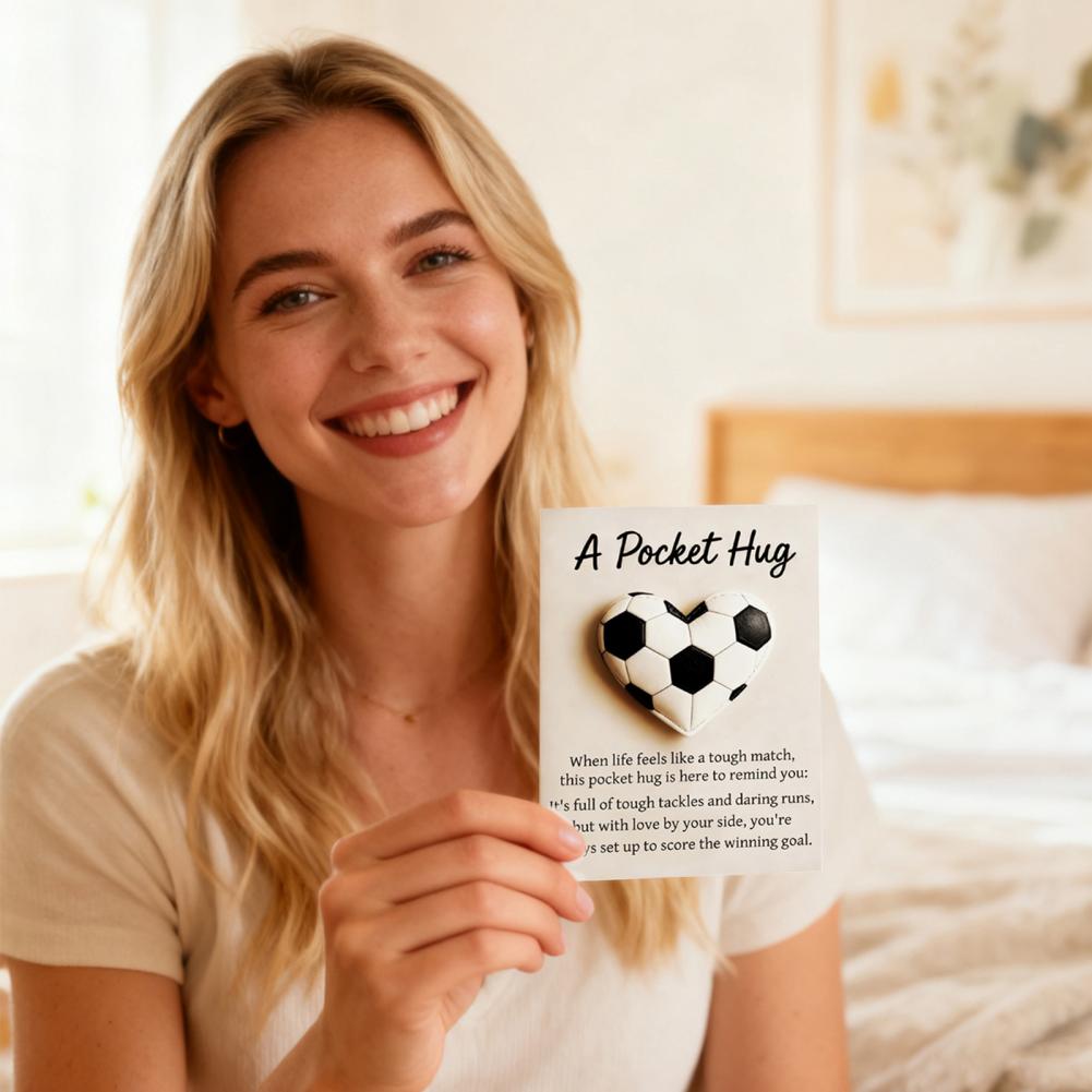 Christmas Gift for Family Friends Heart Shaped Pocket Hugs Heart-shaped Football Pocket Hug Ornament with for Sports for Family