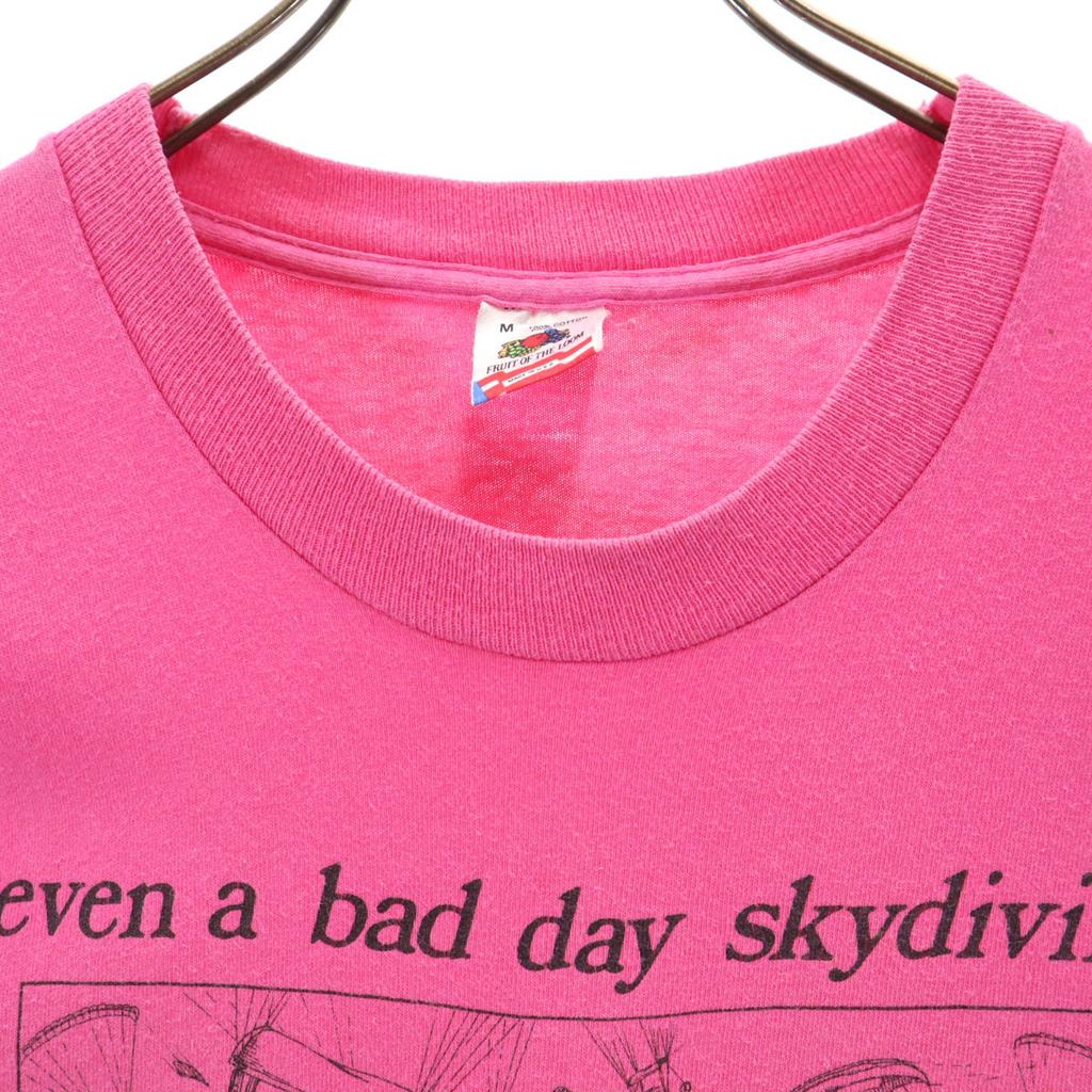 FRUIT OF THE LOOM 90s Old USA Made Short Sleeve Single Stitch Message T-shirt Men's Used