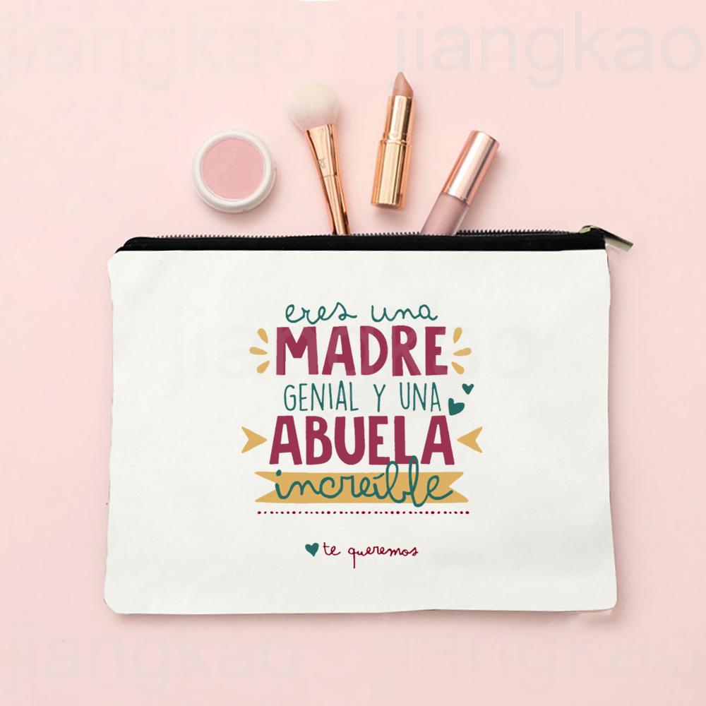

Best Grandmother in The World Printed Makeup Bag Travel Neceser Toiletry Storage Bag Female Canvas Cosmetic Bags Gift for Abuela