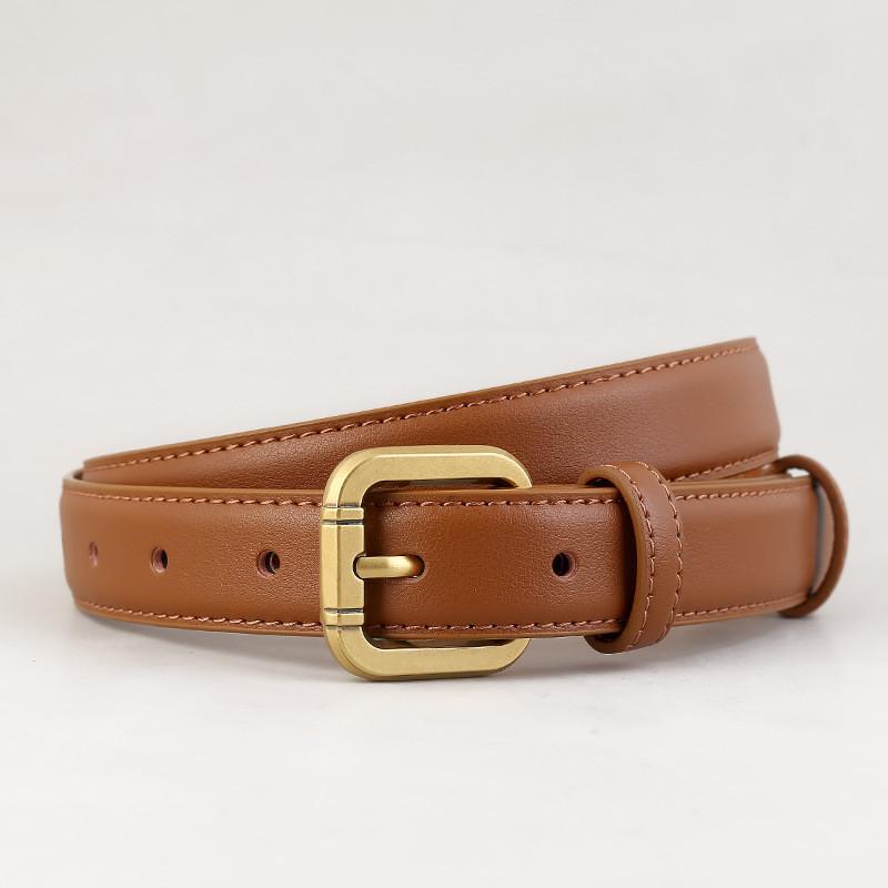 Womens Classic Leather Waistband With Metal Pin Closure For Office And Daily Use