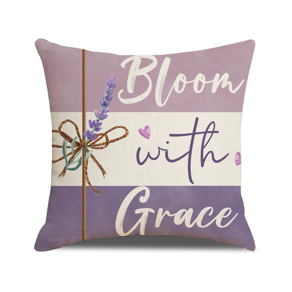 New Spring Purple Lavender Pillow Case Series Linen Print Living Room Sofa Decorative Cushion Pillow