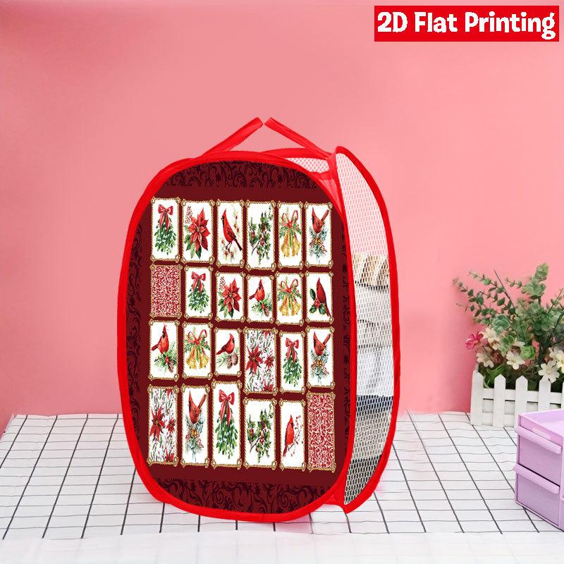 1Pcs Santa Claus Pop-Up Laundry Hamper Expandable Mesh Hamper Basket for Room Bedroom Bathroom Organization Contemporary Storage