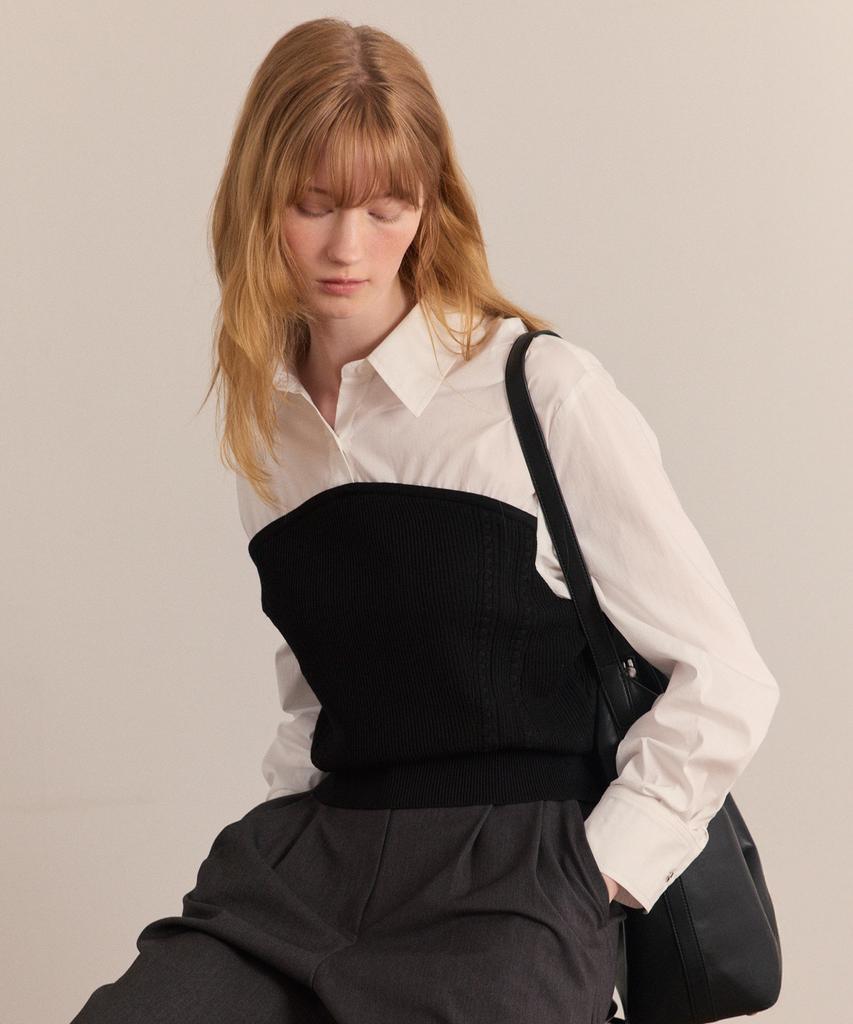 MIND BRIDGE WOMEN [W] Cable Knit Layered Shirt