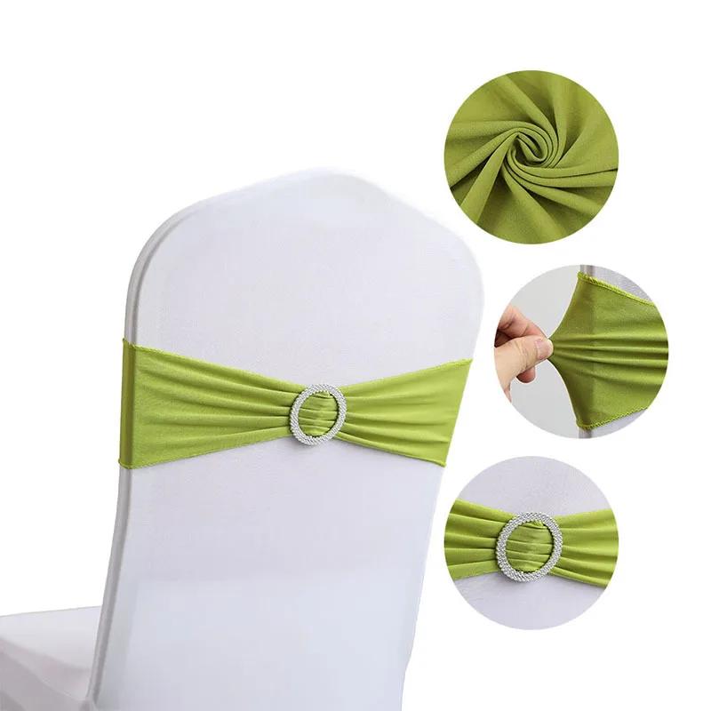 10/50 Pcs Polyester Spandex Chair Sashes Bands Stretch Chair Ties Bows with Buckle Slider for Wedding Banquet Party Decoration