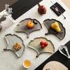 Xiangchong Ceramic Gilded Ginkgo Leaf Serving Plate